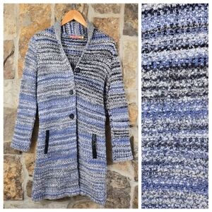 Kuna Baby Alpaca Wool Fur Knit Variegated Woven Cardigan Sweater Jacket